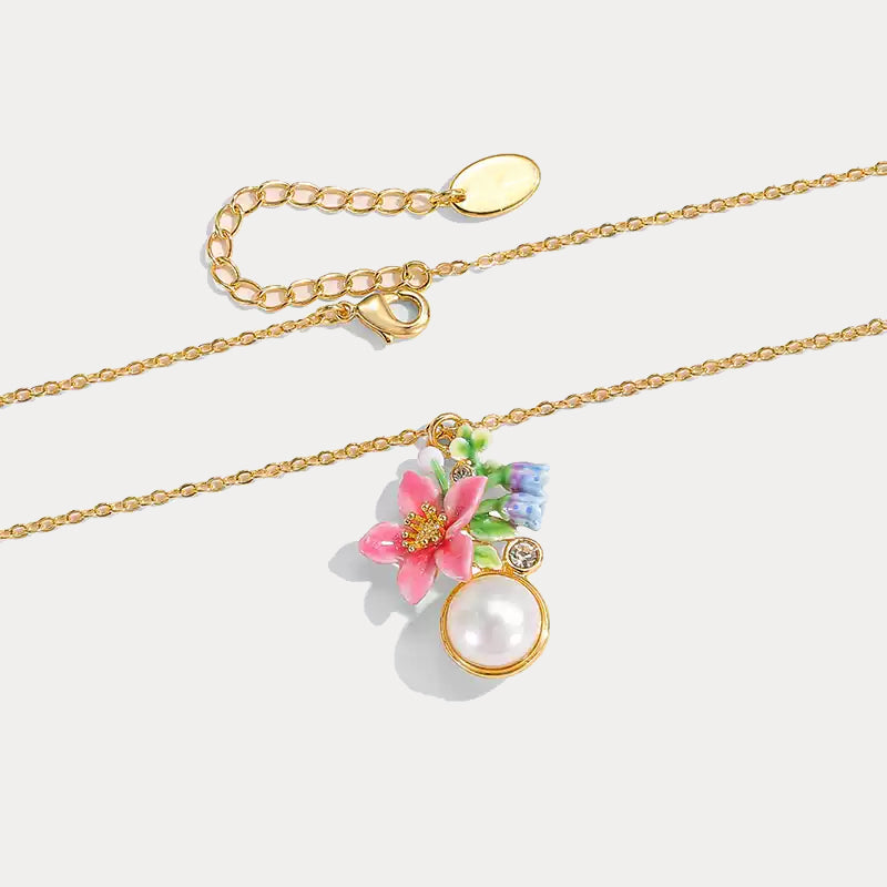 Tropical Flower Pearl Necklace