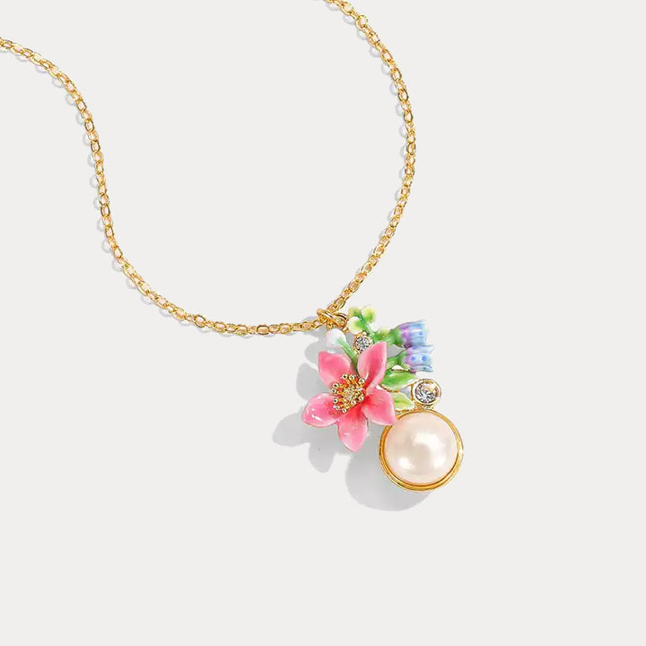 Tropical Flower Pearl Necklace