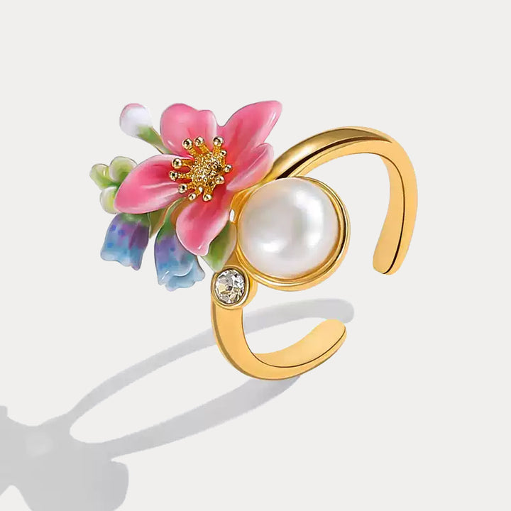 Tropical Flower Pearl Ring