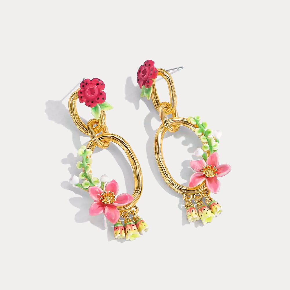 Tropical Flower Dangle Earrings