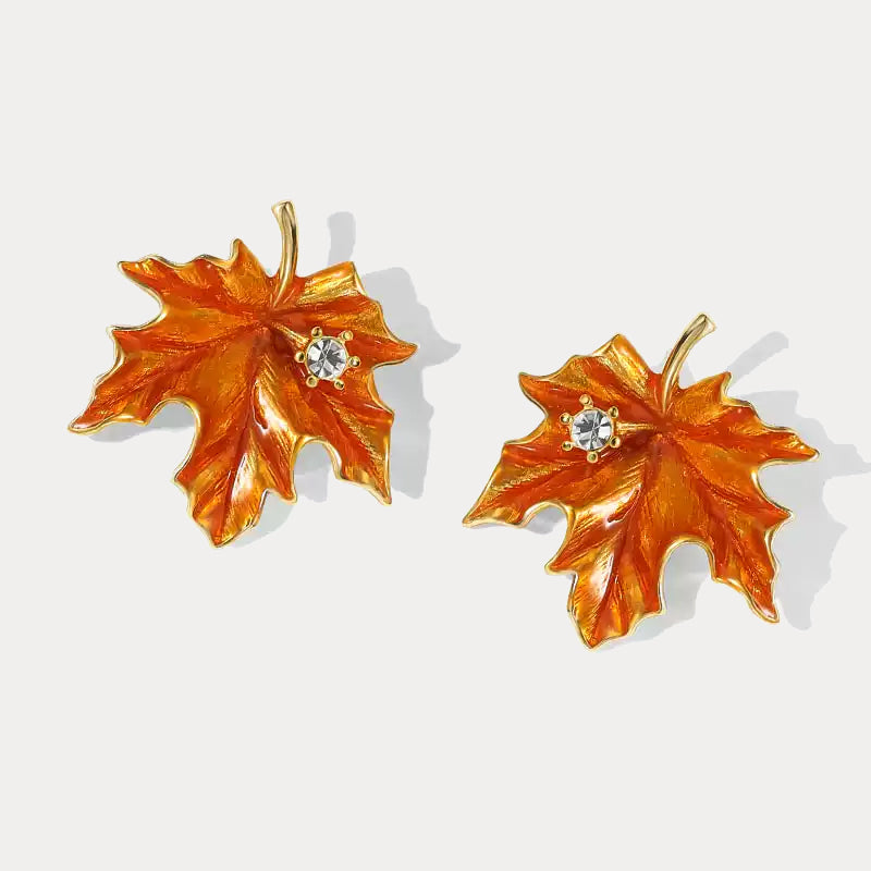 Orange Maple Leaf Earrings