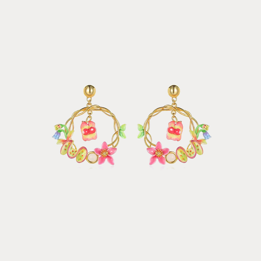 Tropical Flower Dangle Earrings