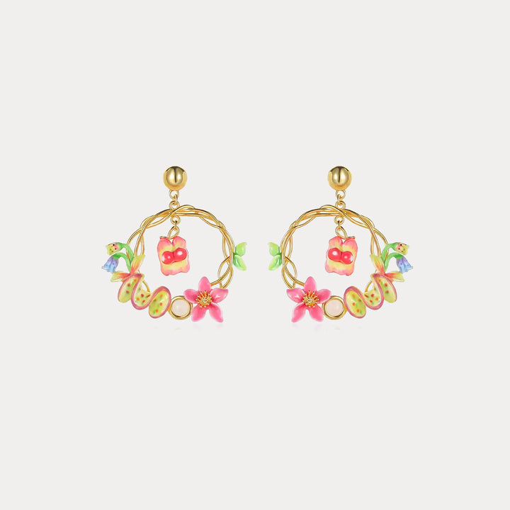 Tropical Flower Dangle Earrings