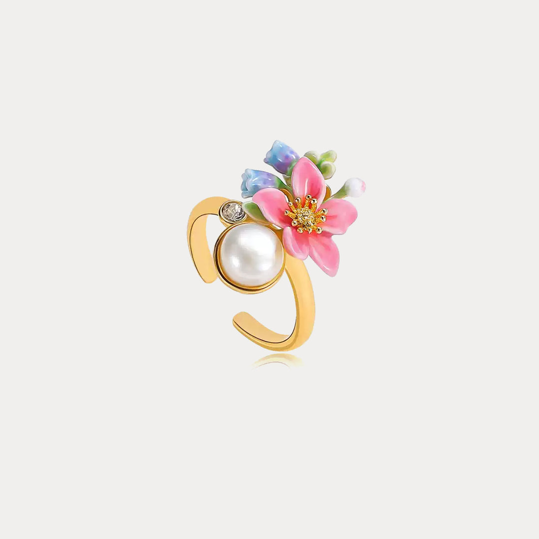 Tropical Flower Pearl Ring