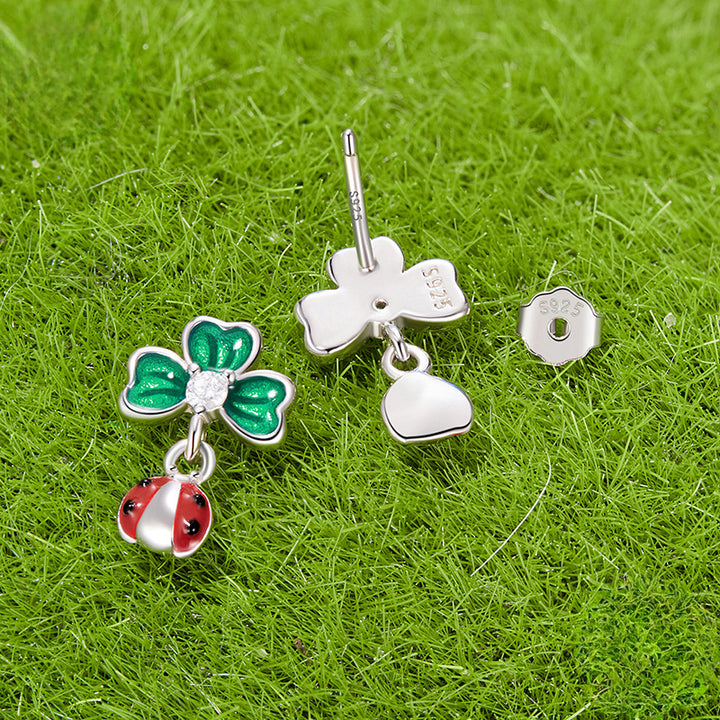 Four Leaf Clover Ladybug Earrings