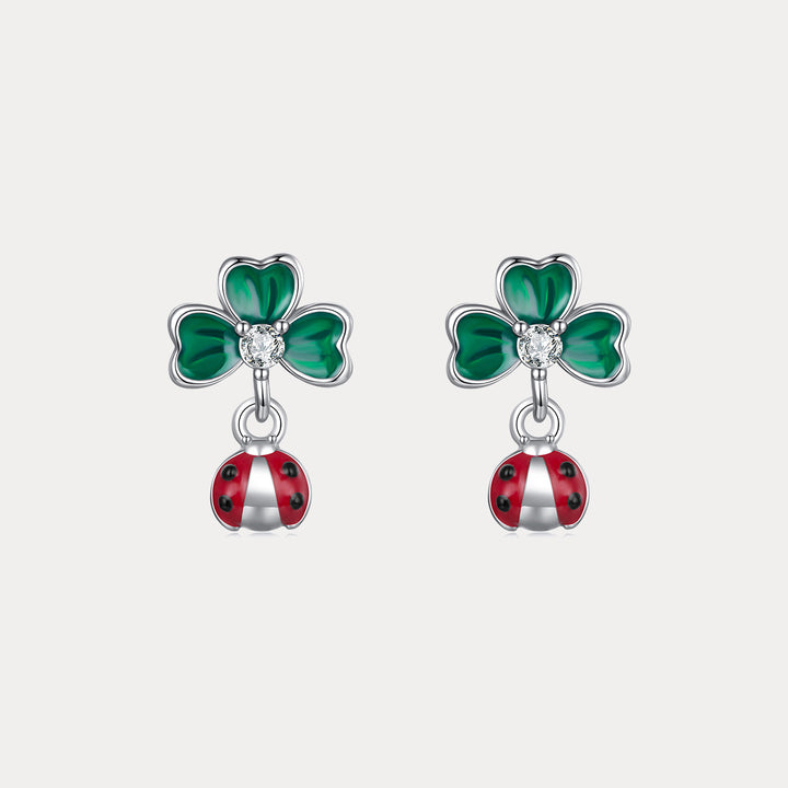 Four Leaf Clover Ladybug Earrings