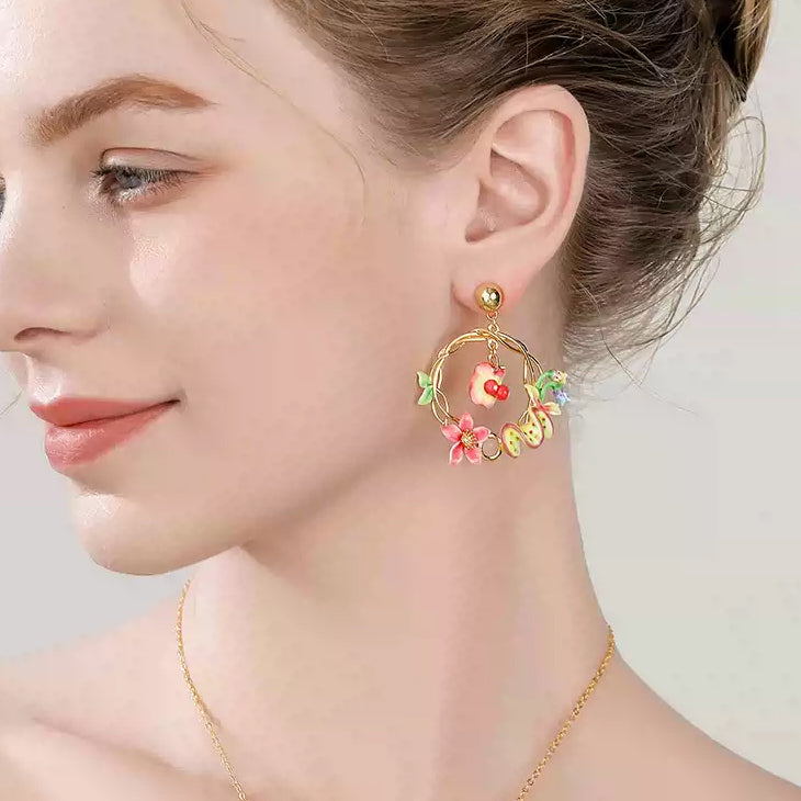 Tropical Flower Dangle Earrings