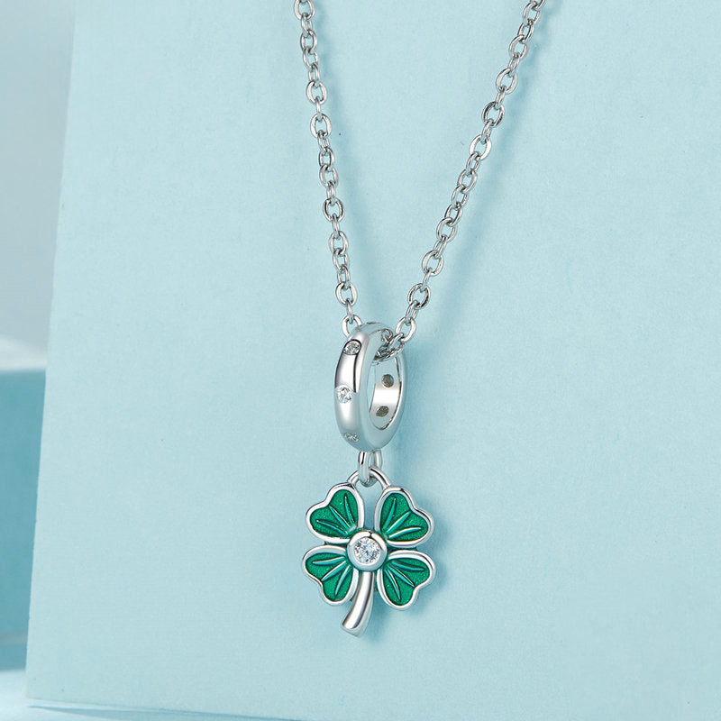 Selenichast Sterling Silver Enamel Four Leaf Clover Pendant Necklace ...