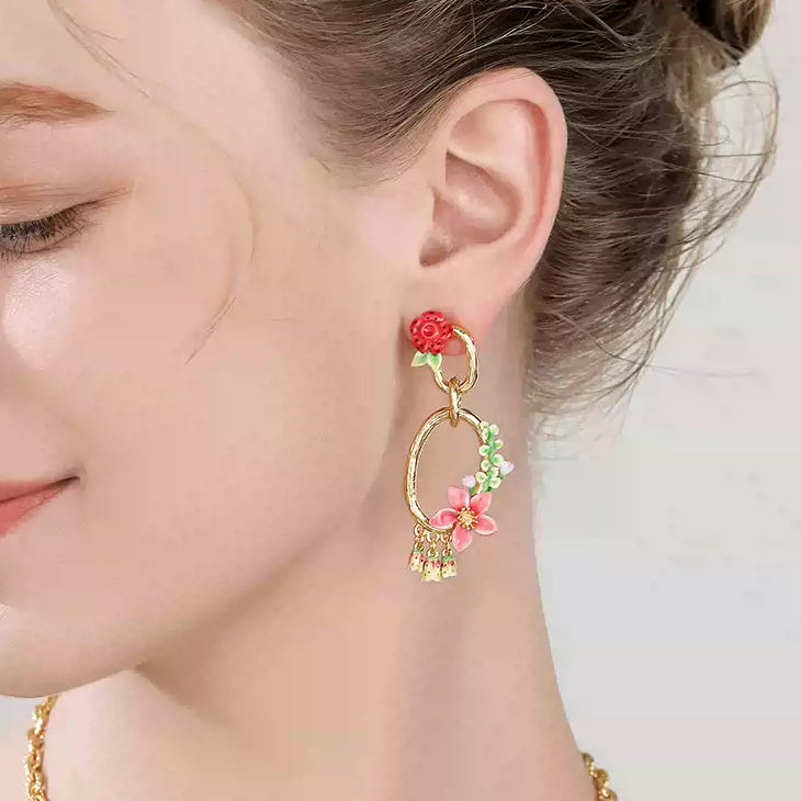 Tropical Flower Dangle Earrings