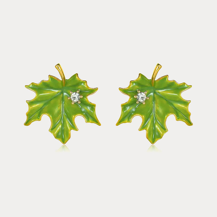 Green Maple Leaf Earrings