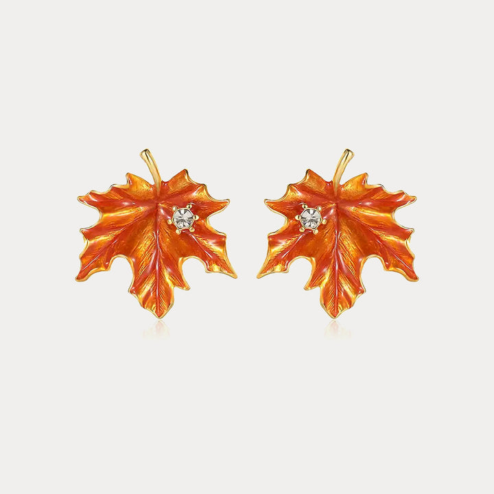 Orange Maple Leaf Earrings