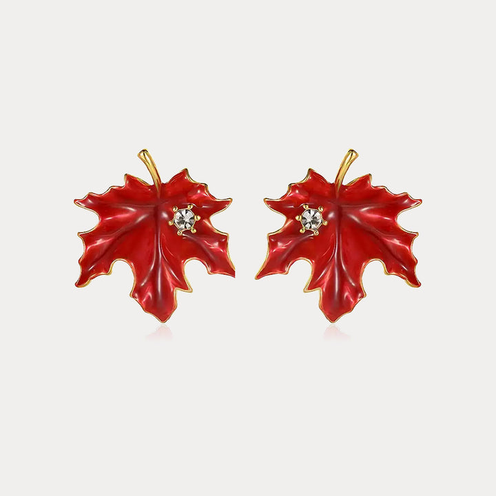 Red Maple Leaf Earrings