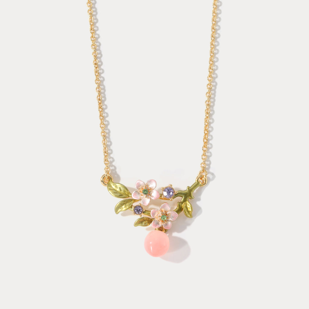 Selenichast Peach Flower Necklace