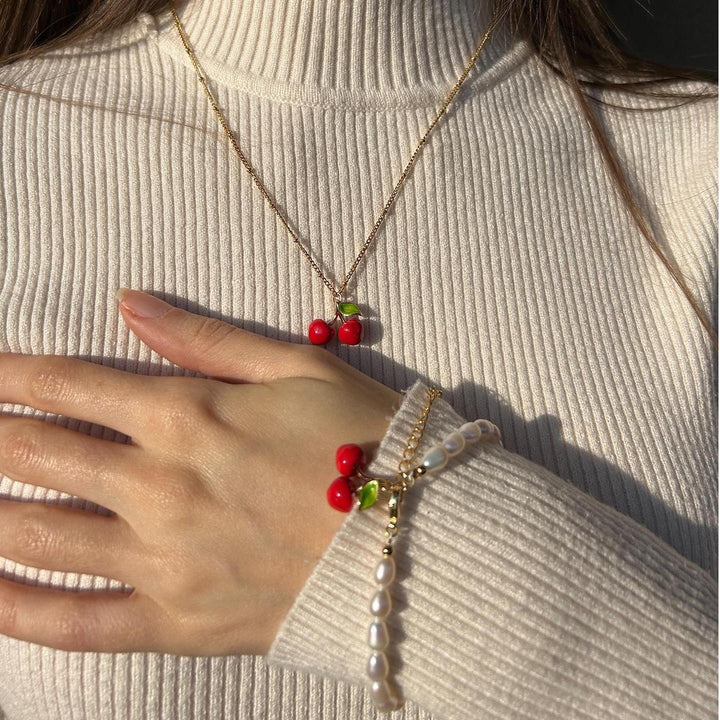 Bracelet de perle cerise