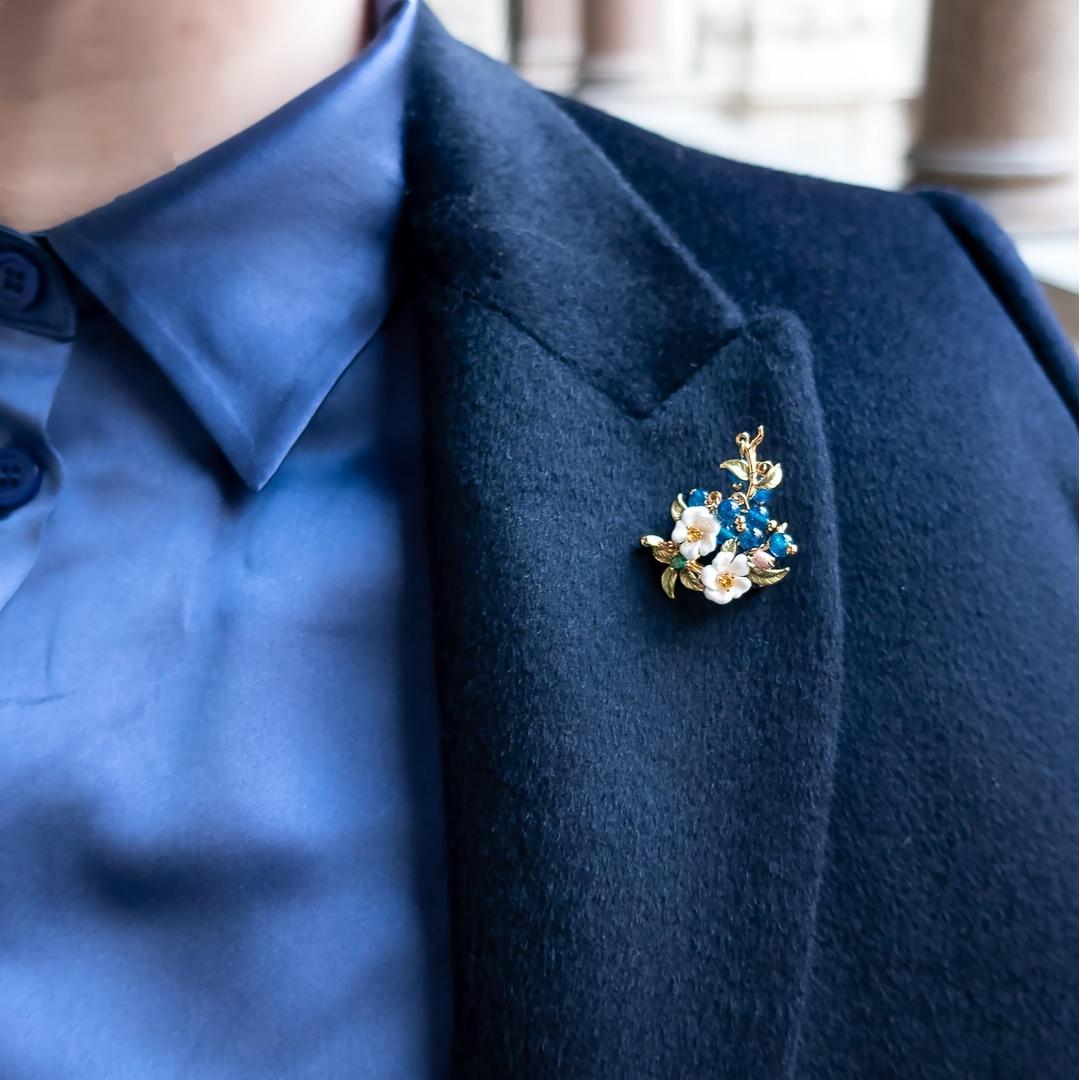 Blueberry Flower Brooch