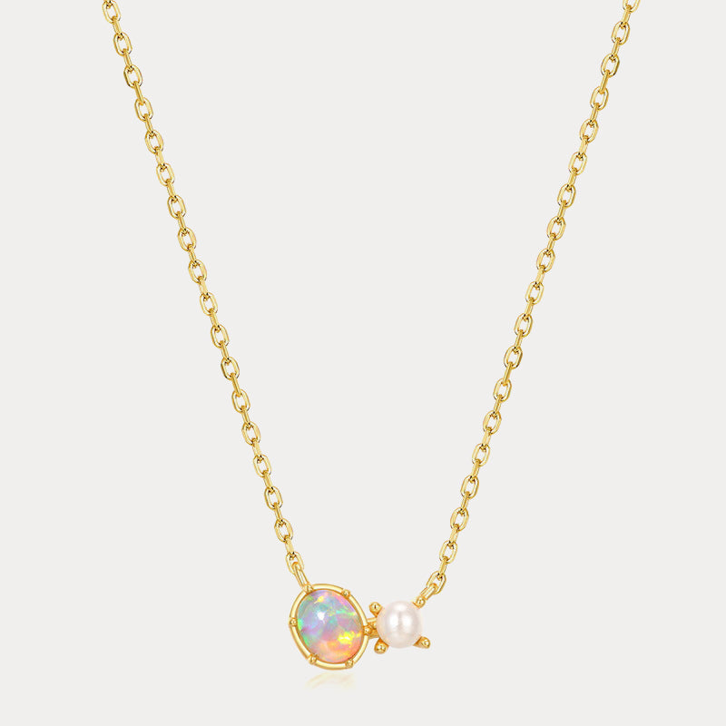 Opal Pearl Gold Necklace