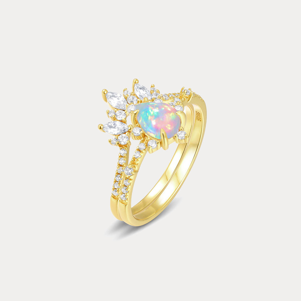 Opal Crown Vintage Gold Ring