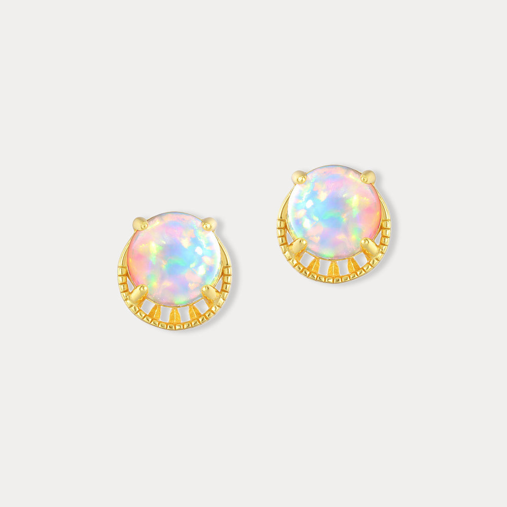 Selenichast Opal Round Studs Earrings