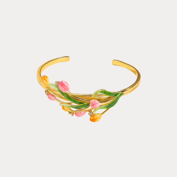 Selenichast Enamel Tulip Cuff Bracelet