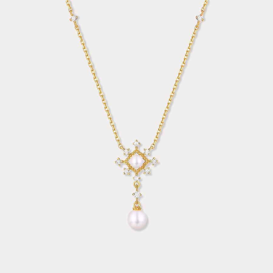 Selenichast Gold Snowflake Pearl Necklace