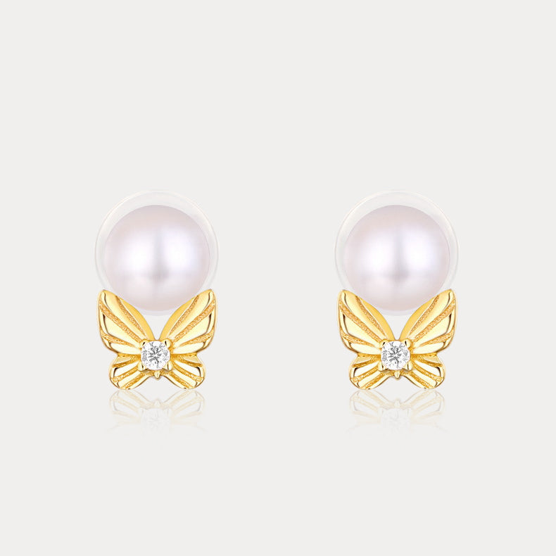 Selenichast Dream Catching Butterfly Pearl Earrings
