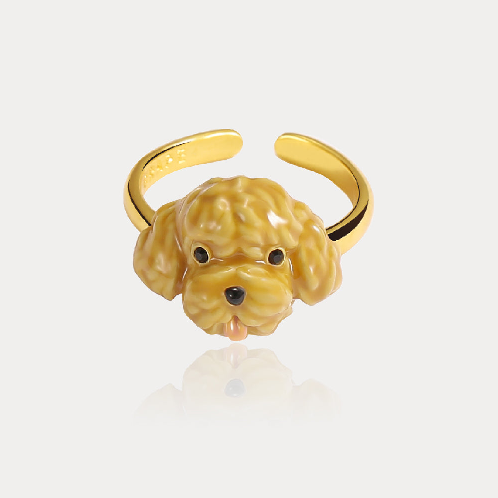 Selenichast Enamel Goldendoodle Dog Ring for Women