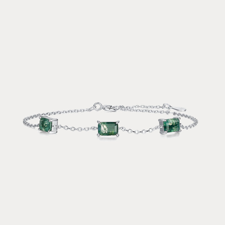 Selenichast Moss Agate Silver Bracelet