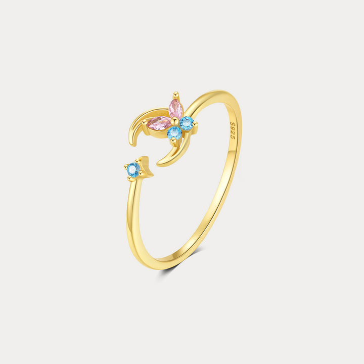 Selenichast Moon and Buterfly Ring