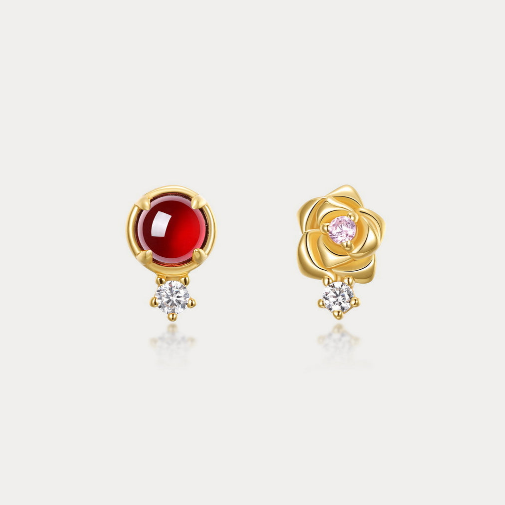 Selenichast Rose Garnet Earrings 