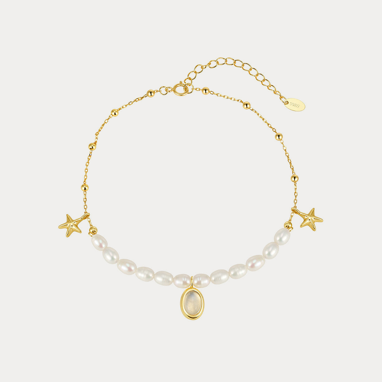 Selenichast Gold Starfish and Pearl Anklet