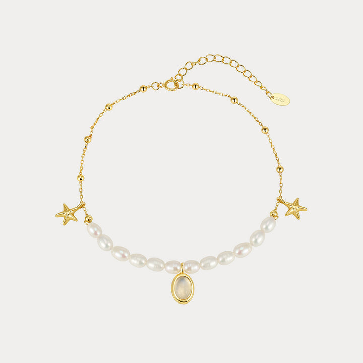 Selenichast Gold Starfish and Pearl Anklet