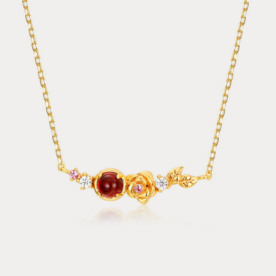 Selenichast Rose Necklace Garnet Necklace