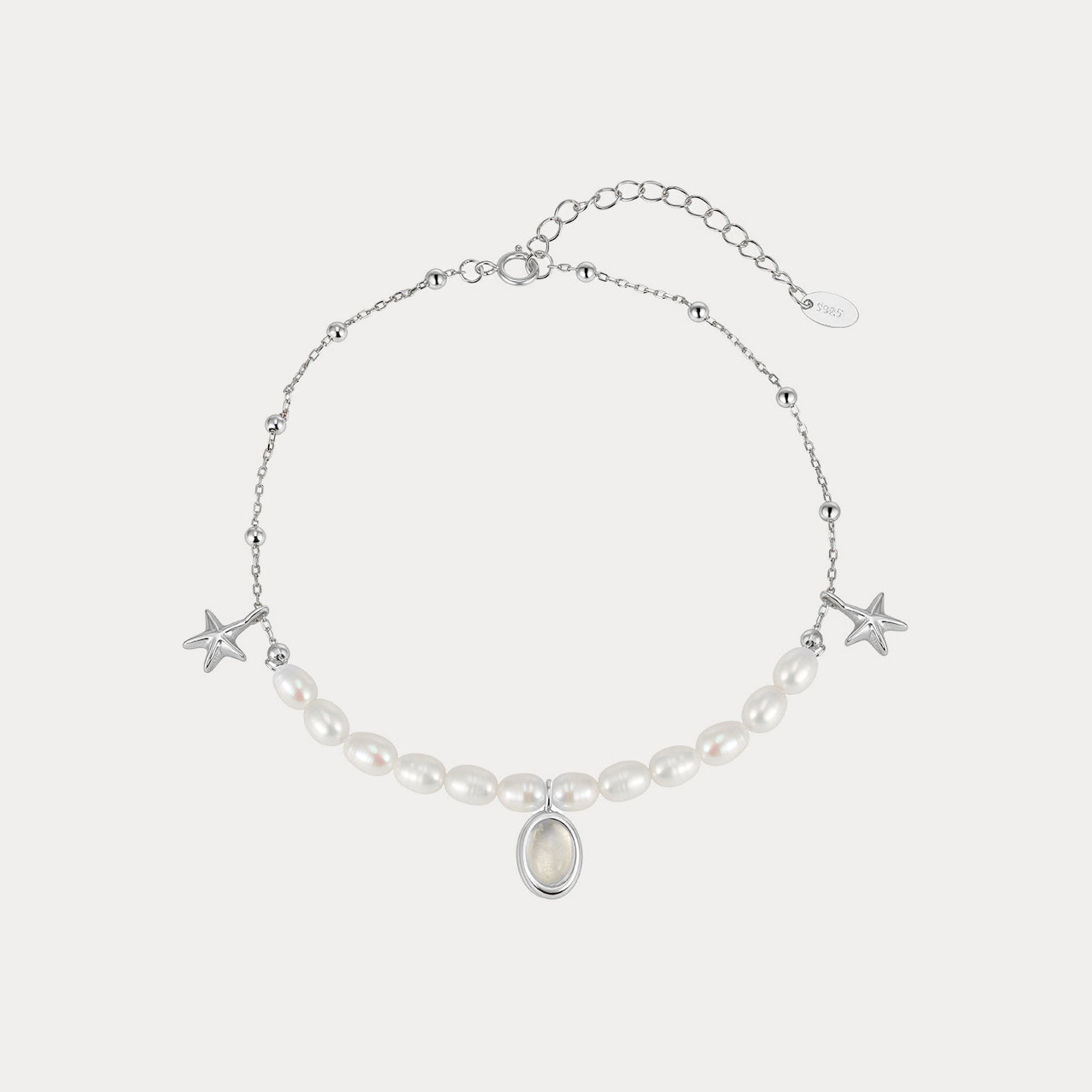 Selenichast Silver Starfish and Pearl Anklet