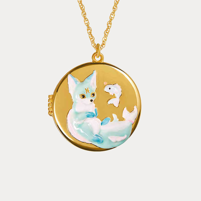 Fox Constellation Locket Necklace