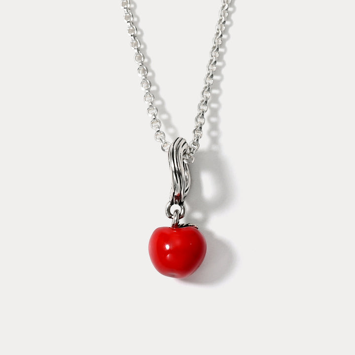 Silver Apple Pendant Necklace