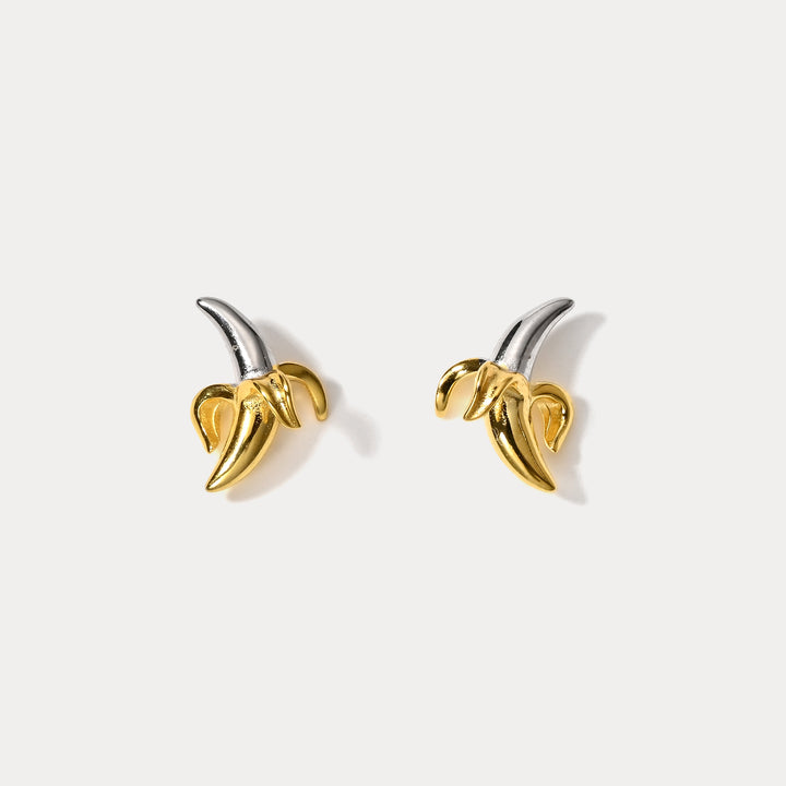 Silver Banana Earrings