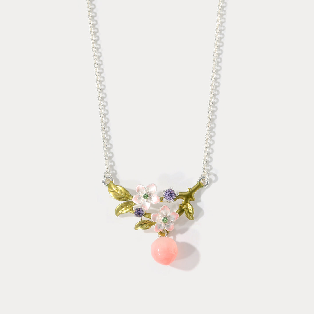Selenichast Silver Flower_Peach Necklace