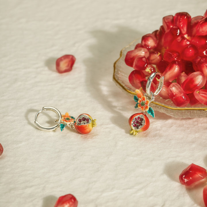 Sliver Pomegranate Fruit Earrings