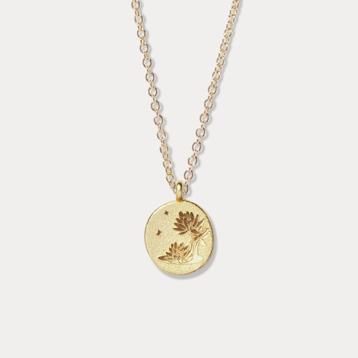 Water Lily Necklace - July Birth Flower