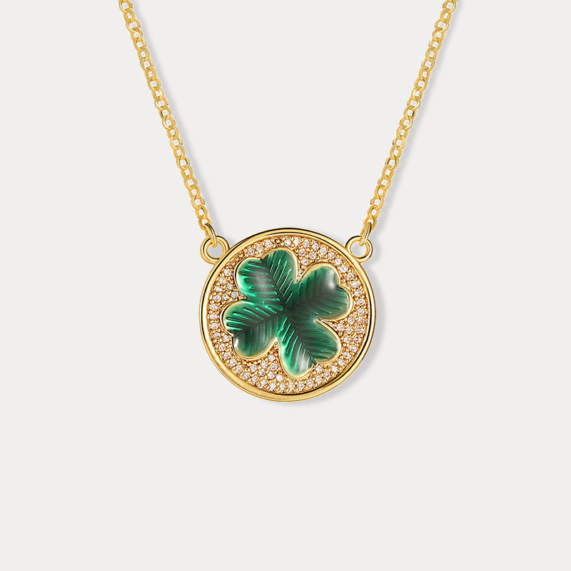 Selenichast Four leaf Clover Coin Necklace