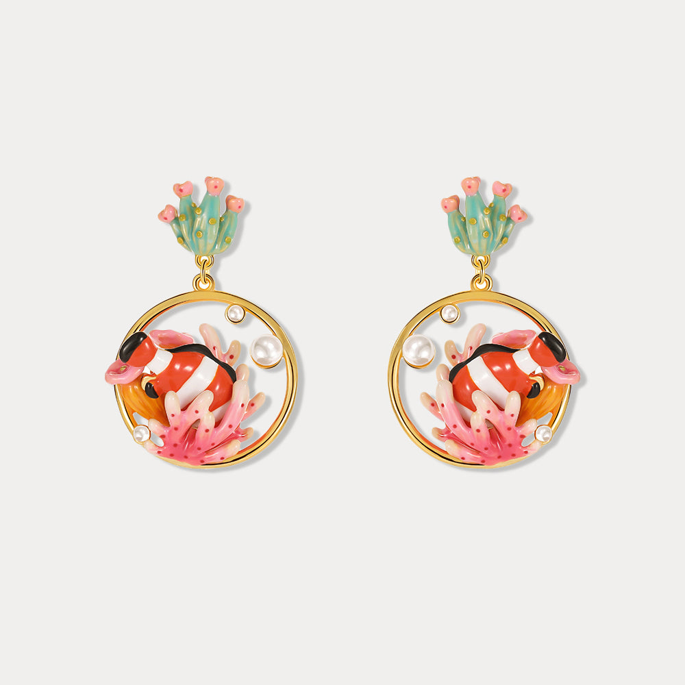 Selenichast Coral Clownfish Earrings