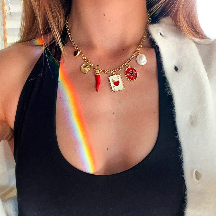 Selenichast Queen's Card Charm Necklace