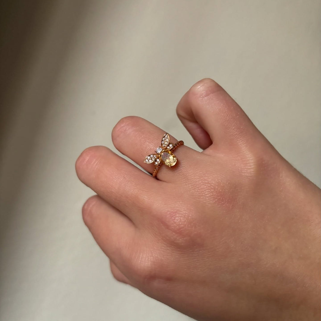 Selenichast Citrine Honey Bee Ring
