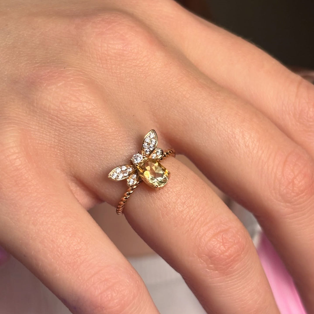 Citrine Honey Bee Ring Selenichast 
