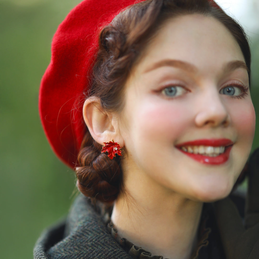 Red Maple Leaf Earrings