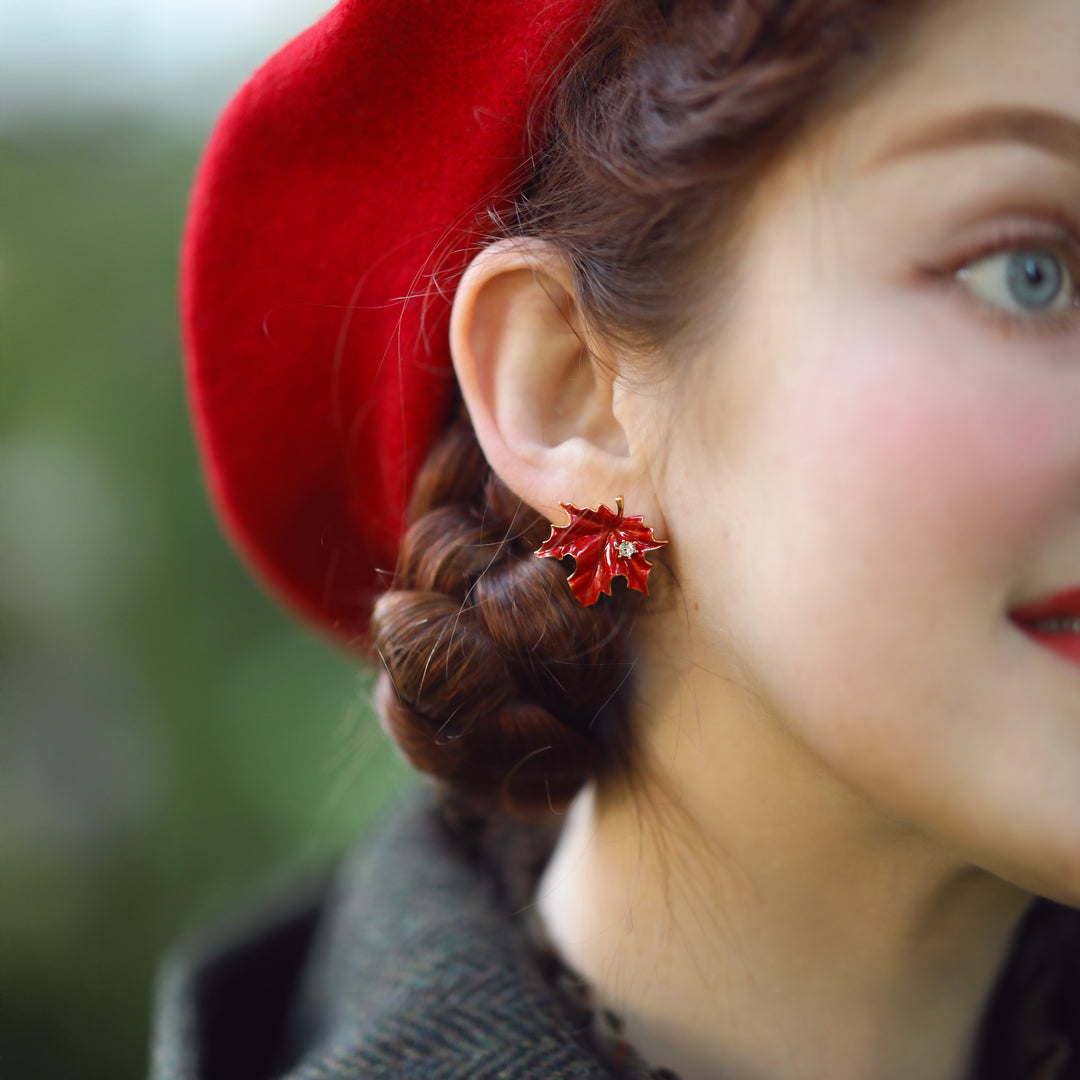 Red Maple Leaf Earrings