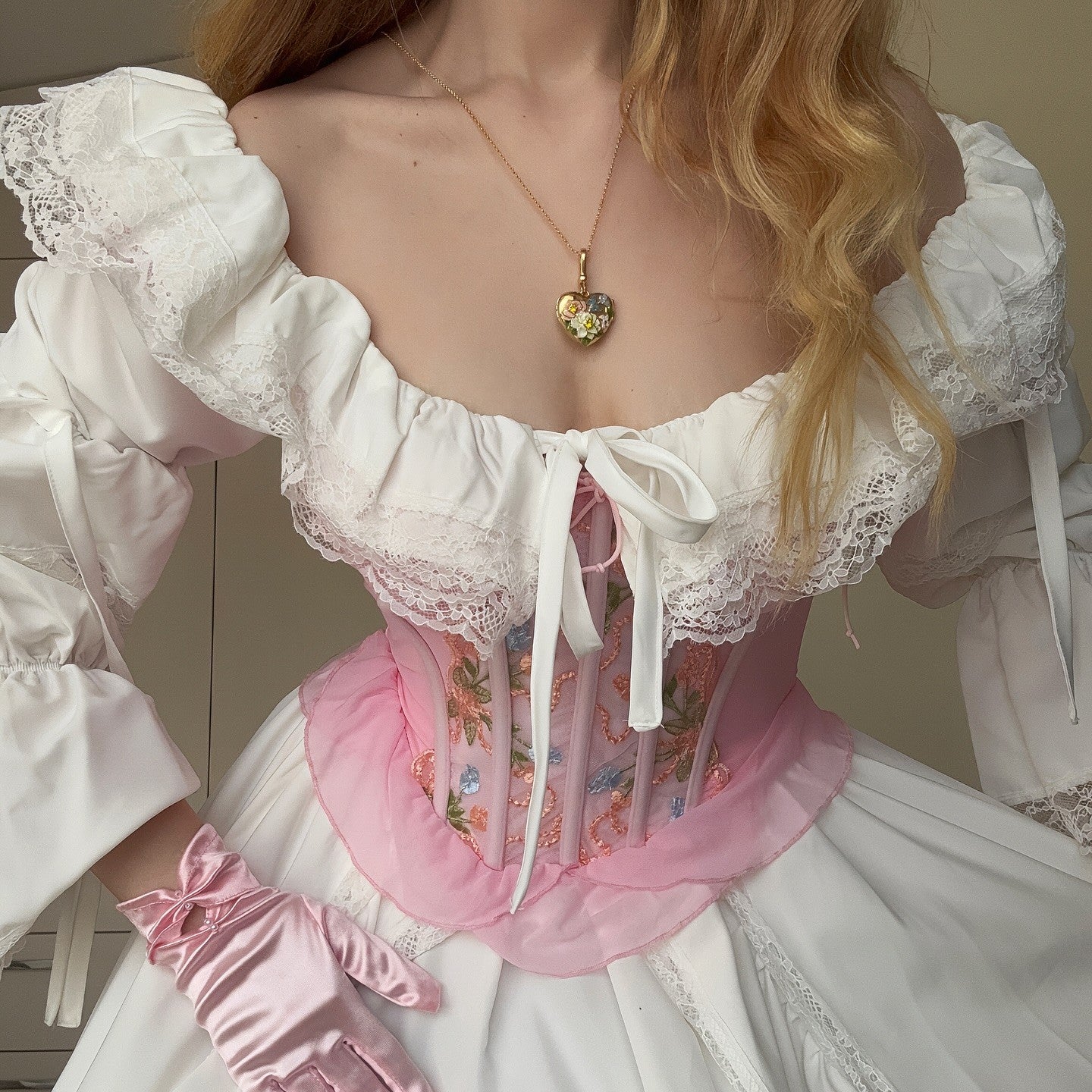 Flower Heart Shaped Locket Necklace