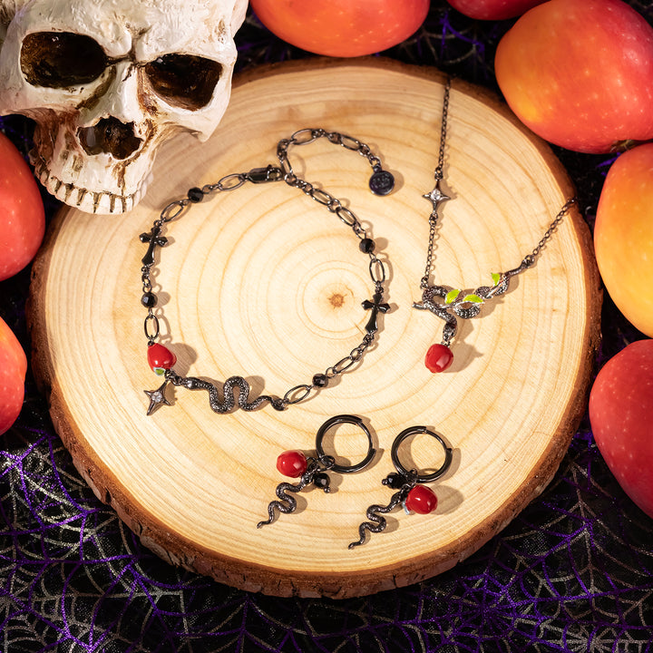 Snake and Apple Earrings