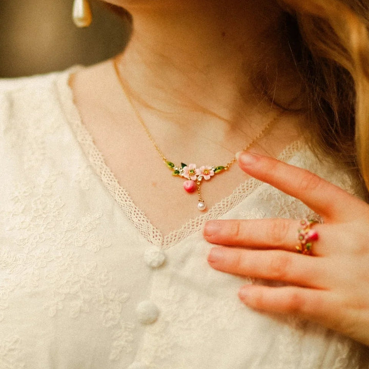 Selenichast Peach Flower Necklace Summer Gifts