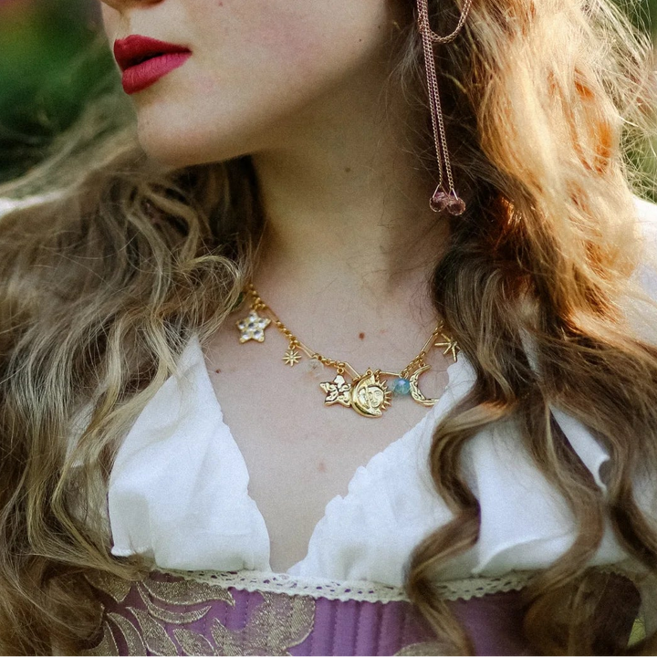 Selenichast Moon and Star Charm Necklace